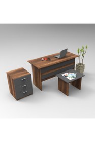 Resim L'occi Concept Diego Abc Ofis Masa Sehpa Keson 3'lü Büro Masa Takımı Barok-antrasit 