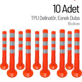 Resim İleri Trafik 10'lu Delinatör Seti 70x8 cm TPU, Esnek Duba 