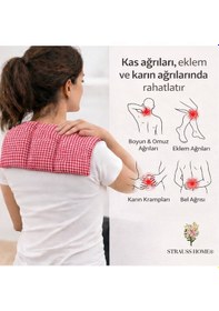 Resim Strauss Home Kiraz Çekirdeği Yastığı Mikrodalga, Boyun Ve Omuz Kiraz Çekirdeği Yastığı, Pamuk Kumaş 50x20cm Kırmızı 