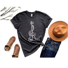 Resim Herşey Nota Sol Anahtar Gitar Unisex Tshirt 001 