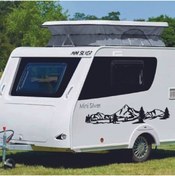 Resim ÖZKAŞ Karavan Dağ Görseli Kamp Baskı 3D Sticker Kamp Çadır Sticker Uv Soğuk Baskı Suv Sticker 