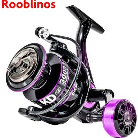 Resim 1x Rooblinos KDSE Döner Balıkçılık Makinesi 3000 - Yüksek Dayanıklılıkta PA Gövde, 8kg Çekiş Sistemi, Metal Yapı, Her İki El İçin Uygun Tasarım, Tuzlu ve Tatlı Su Balıkçılığı için Siyah ve Mor Vurgular 