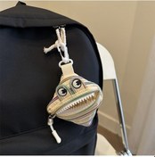 Resim Sevimli Canavar Surat Kompakt Ruj Kulaklık Anahtarlık Mini Çanta Beyaz 