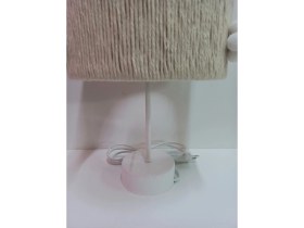 Resim Silindir Ekru Makrome Ip Sargılı Pembe Çiçek Ponponlu Kız Bebek Çocuk Odası Abajur 