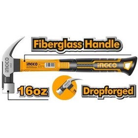 Resim Ingco Fiberglass Saplı Mini Çatal Çekiç 450gr Hchd0166 