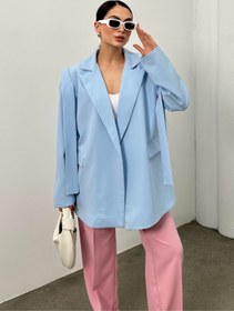 Resim msm fashion Kadın Oversize Blazer Ceket: Kuşaklı ve Şık Tasarım 