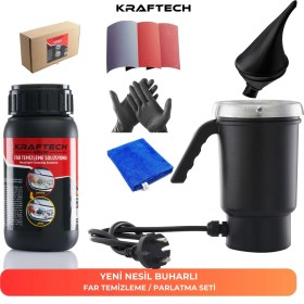 Resim KRAFTECH Yeni Nesil Premium I Buharlı Araba Far Temizleme Ve Parlatma Seti - 9 Parça Ürün 