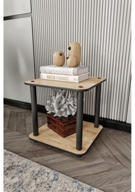 Resim Dekoratif Masivo Kitaplık 2 Katlı 34x34 Dikdörtgen Çok Amaçlı Raf Safir Meşe Meşe 