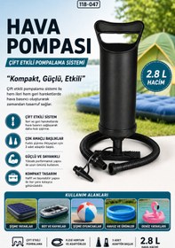 Resim EVENT Çift Etkili Hava Pompası 2.8 L Şişirme Pompası Şişme Yatak Bot Havuz Pompası 46cm 