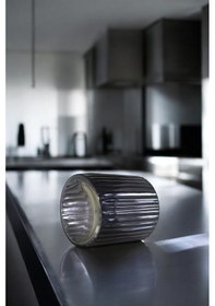 Resim Renkli Optik Desenli El İşçiliği Silindir Cam Vazo En 10x10cm Mumluk Obje Aksesuar Dekoratif Saksı Açık Mavi 