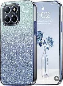 Resim PanXCase Honor 70 Lite 5G / Honor X6 / Honor X8 5G için parıltılı kılıf - şeffaf parıltılı kız kadın zarif cep telefonu kılıfı, şeffaf mücevher ultra ince darbeye dayanıklı koruyucu kılıf (mavi) 