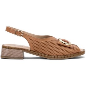 Resim Venüs 2512003y Kadın Hakiki Deri Topuklu Sandalet Taba Taba 