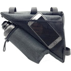 Resim 2 Gözlü Su Geçirmez Üçgen Kadro Arası Suluk Hazneli Bisiklet Çantası 2.5 L Gri 