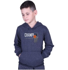 Resim Fyk Kids Kapüşonlu Kanguru Cepli Champıon Baskılı Erkek Çocuk Sweatshirt Füme 