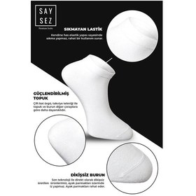 Resim Saysez Bambu Kadın Patik Düz Beyaz-kahverengi-bej Çorap Dikişsiz Premium 3'lü Paket Renkli 