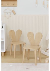 Resim 2 Adet Ahşap Sandalye Aktivite Masası Sandalyesi Çocuk Sandalyesi Çok Renkli 