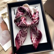 Resim 70cm Retro Baskılı Kare Bandana Eşarp - %100 Polyester Hafif Güneş & Rüzgar Koruma, Günlük Dış Mekan Plaj Randevuları için Çok Yönlü Saç Bandı Boyunluk, Haki/Turuncu/Bordo/Siyah 