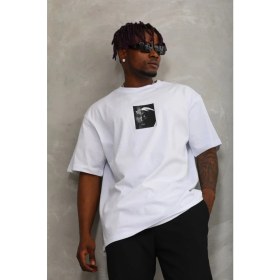 Resim Marsilyan Oversize Baskılı Bisiklet Yaka T-Shirt - Beyaz - 