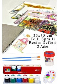 Resim 6 Renk Guaj Boya Südor 25x35 Cm Telli Spralli Resim Defteri Palet Resim Fırçası 15 Yaprak Guajboya Resim Defteri Çok Renkli 