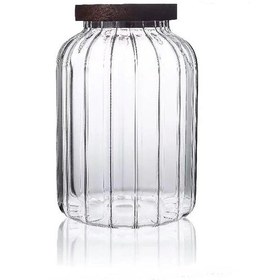Resim Mien Kavanoz Akasya Kapak 1800 Ml Mıen-1s10 Ahşap - Şeffaf 