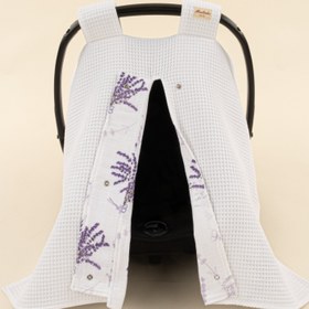 Resim Puset Örtüsü - Çift Taraflı - Beyaz Petek - Lavanta 