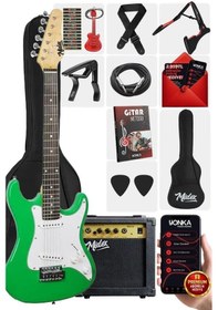 Resim Midex Ceg-36gr 8-12 Yaş Çocuklar İçin Amfili Full 3/4 36 İnç Elektro Gitar Seti Yeşil 