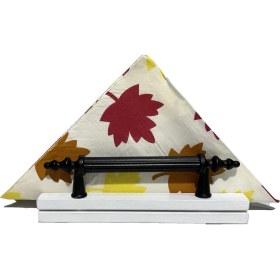 Resim Mimoza Beyaz Ahşap Peçetelik Siyah 