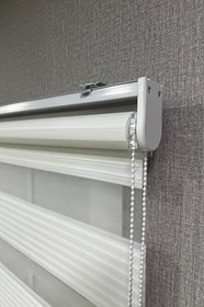 Resim Zebra Stor Perde Geniş Plise Güneşlik Perde, Beyaz, 230 x 260 