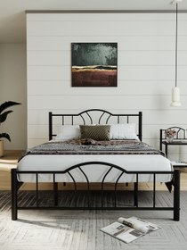 Resim ARGİMO Bella Çift Kişilik Ferforje Tarz Metal Karyola Bella Karyola Siyah 