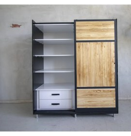 Resim Deryawood Masif Ahşap Gardırop 100 cm 