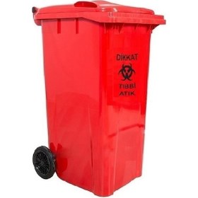 Resim Safell Plastik Tıbbi Atık Çöp Konteyneri 240 Litre Kırmızı 