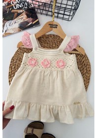 Resim Miniğimin Cicileri Örgü Çiçek Detaylı Kız Bebek 2 Li Takım - Pembe 