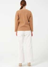 Resim HatunAtila Kroşetalı Dört Cep Görünümlü Kaşe Ceket 7867 Camel - Camel / L 