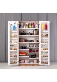 Resim Çok Amaçlı 90 Derece Açılabilir 2 Kapaklı Kiler Mutfak Dolabı 