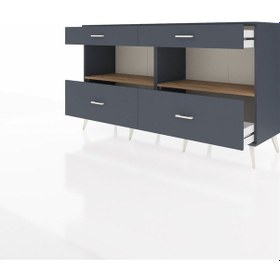 Resim Hyperion Konsol 2 Raflı 4 Çekmeceli 176x44x99 Antrasit-çam/antra Antrasit-çam/antrasit 