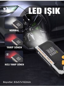 Resim 10000mah Akü Takviyeli Hava Pompası Kompresör Powerbank 150 Psı Led Fener Akıllı Basınç Siyah - Abs+ 