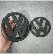 Resim Volkswagen Değiştirme 135mm Ön Izgara Amblemi Veya 110mm Arka Bagaj Kapağı Araba Matte Black Front 1 Piece Set 