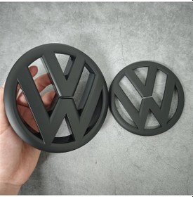 Resim Volkswagen Değiştirme 135mm Ön Izgara Amblemi Veya 110mm Arka Bagaj Kapağı Araba Matte Black Front 1 Piece Set 