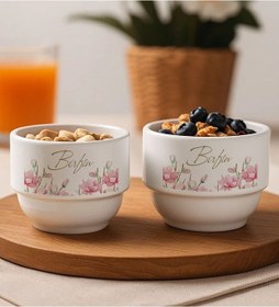 Resim Bk Gift Kişiye Özel İsimli Çiçek Tasraımlı 2li Çerezlik Kase-11, Yeni Ev Hediyesi Önerileri, Misafir Sunum Ürünü, Çay Yanı Kase Kobitmeyencom34778 Bk 