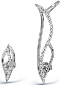 Resim Argentum Concept 925 Ayar Gümüş Zirkon Taşlı Yaprak Küpe - K021201 