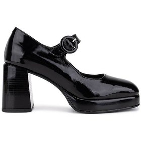 Resim Tamer Tanca Kadın Hakiki Deri Siyah Rugan Topuklu Ayakkabı 1078 25064 Bn Ayk Sk25-26 Sıyah Krsk Rgn siyah 