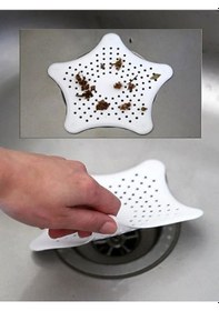 Resim 1 Adet Beyaz Deniz Yıldızı Lavabo Süzgeci, Lavabo Tıkacı, Silikon Süzgeç Beyaz 