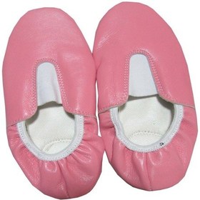 Resim Deri Pisipisi Pembe Renk Deri Tabanı Kaydırmaz Bale Ayakkabısı Pembe 