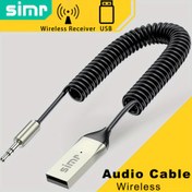 Resim 1pc SIMR Evrensel Kablosuz Araba Ses Alıcı Adaptörü 3.5mm Aux Jak, USB Güçlü, Dahili Mikrofon, Hoparlör - Metal, Kablosuz, Batarya Gerekmez 