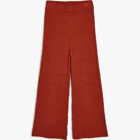 Resim Koton Basic Bol Paça Pantolon Beli Lastikli Pamuk Karışımlı Kiremit 5skg40002ht Kiremit 