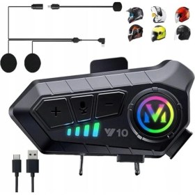Resim Serreha Y10 Motorsiklet Kask Kulaklık Intercom Rgb Işıklı 
