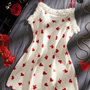 Resim 1 adet Kadınlar için Seksi Omuz Açık Kalp Desenli Askılı Elbise, Polyester %90 Elastan %10, Tüm Sezonlar İçin Dokuma Aplike, Sevgililer Günü Yılbaşı Özel 