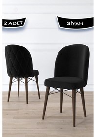 Resim Canisa Bika Serisi 2 Adet Siyah Yemek Odası Sandalyesi Ceviz Gürgen Ayaklı 1. Sınıf Babyface Kumaş Sandalye Siyah Ayakları Ceviz 