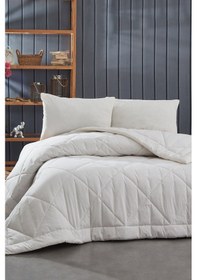 Resim Komfort Home Tek Kişilik %100 Pamuk Kumaş Yorgan+Yastık / Beyaz 