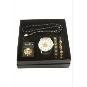 Resim Tuğra Temalı Kol Saati Tesbih Bileklik ve Çakmak Kutulu Set 